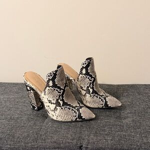 Aldo Black and White Snakeskin Ankle Boots
